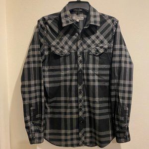 Express slim plaid long sleeve shirt